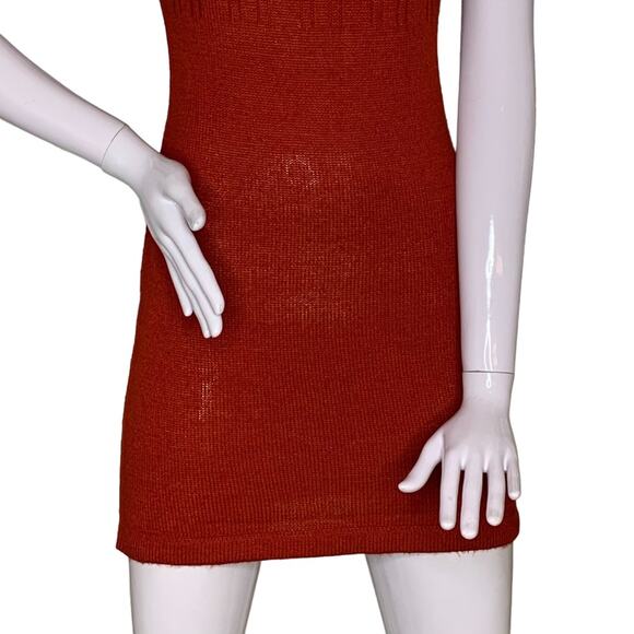 I Doll Women Knit Mini Dress Short Sleeve Red Pullover Size S Cowl Neck - Picture 6 of 8